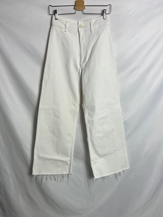 ZARA. Pantalón denim culotte blanco. T 38