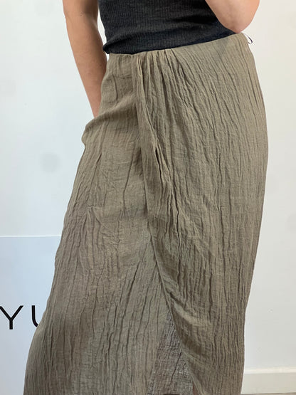 MASSIMO DUTTI. Falda midi lino cruzada. T S