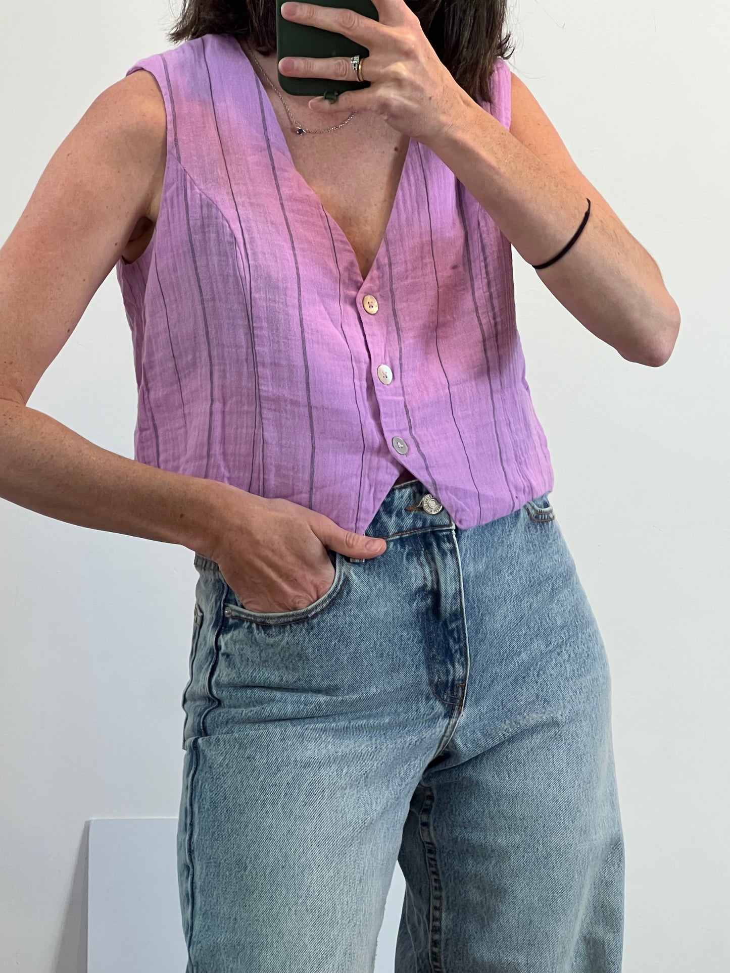 NOON. Lilac striped vest. XS