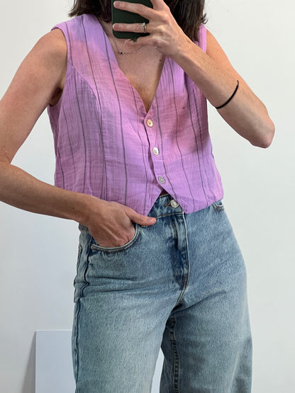 NOON. Lilac striped vest. XS