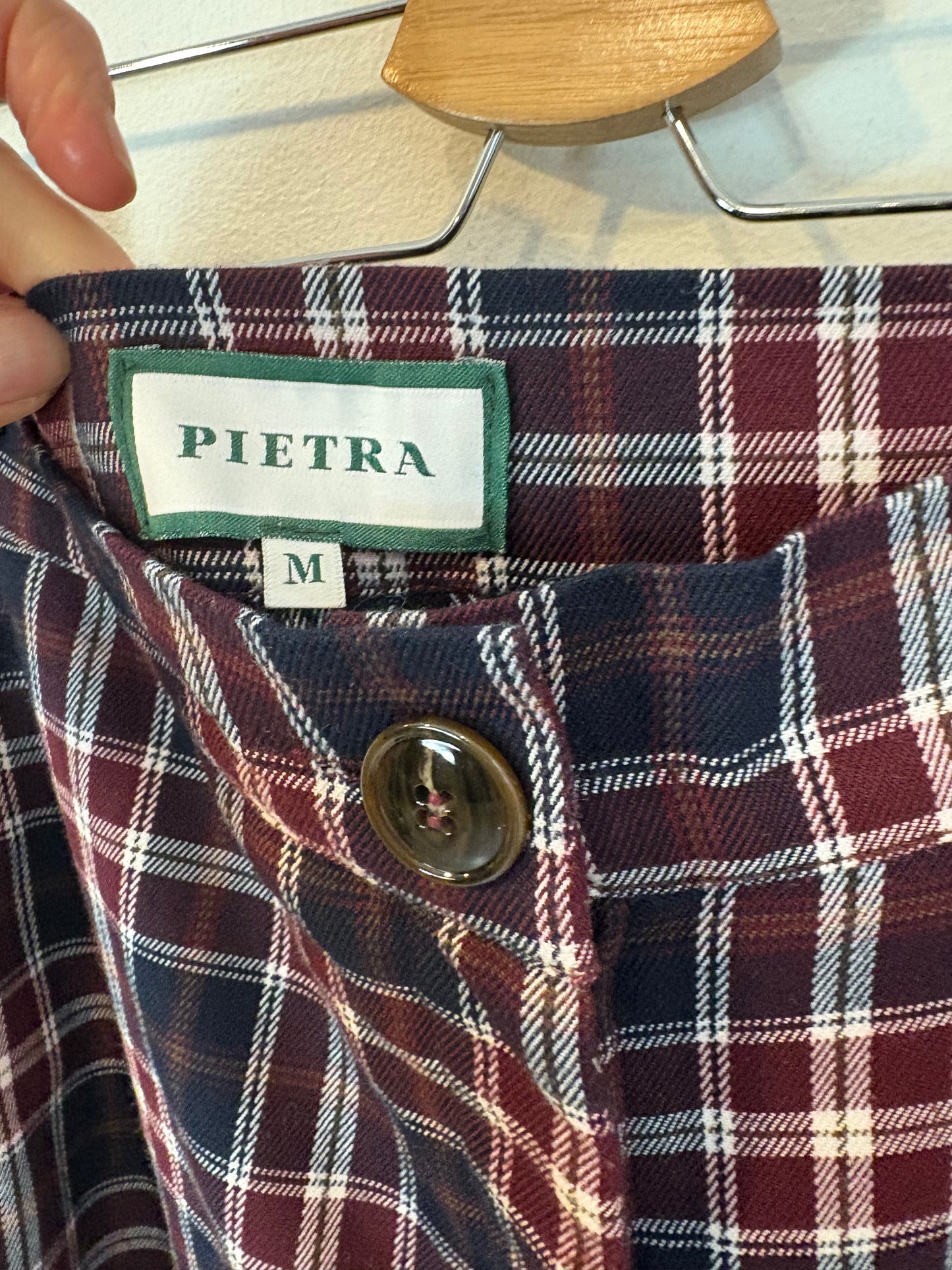 PIETRA. Pantalón cuadros tonos burdeos y azules