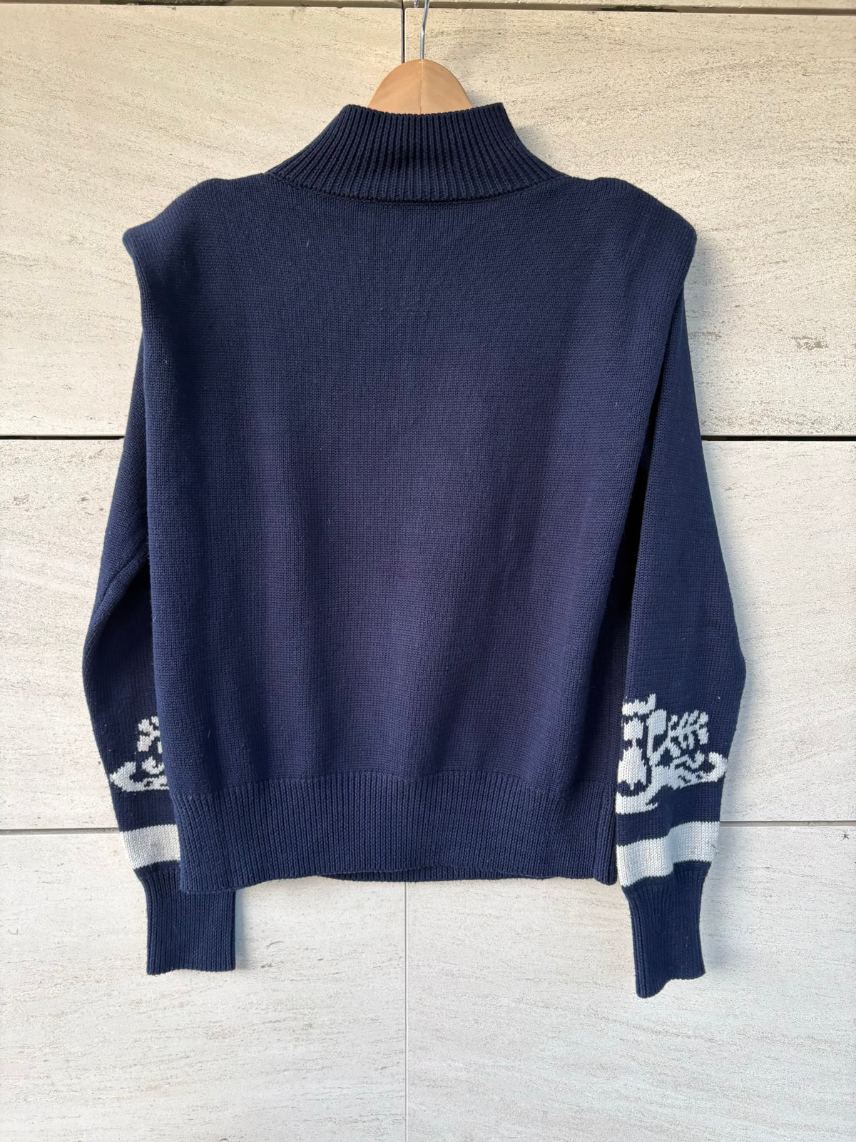 IQ COLLECTION. Jersey azul dibujo con lana
