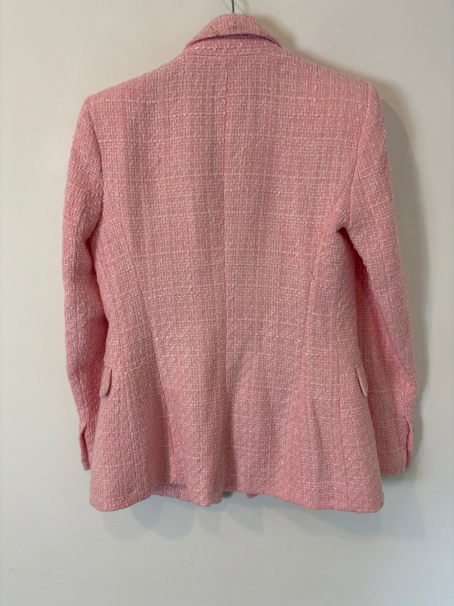 ZARA. Blazer tweed rosa. T XS