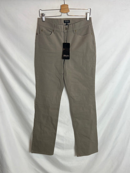 ESCADA SPORT. Taupe stretch straight-leg trousers. Size 38