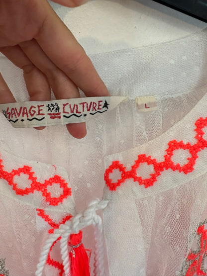 SAVAGE CULTURE. Blusa plumeti bordados. T L