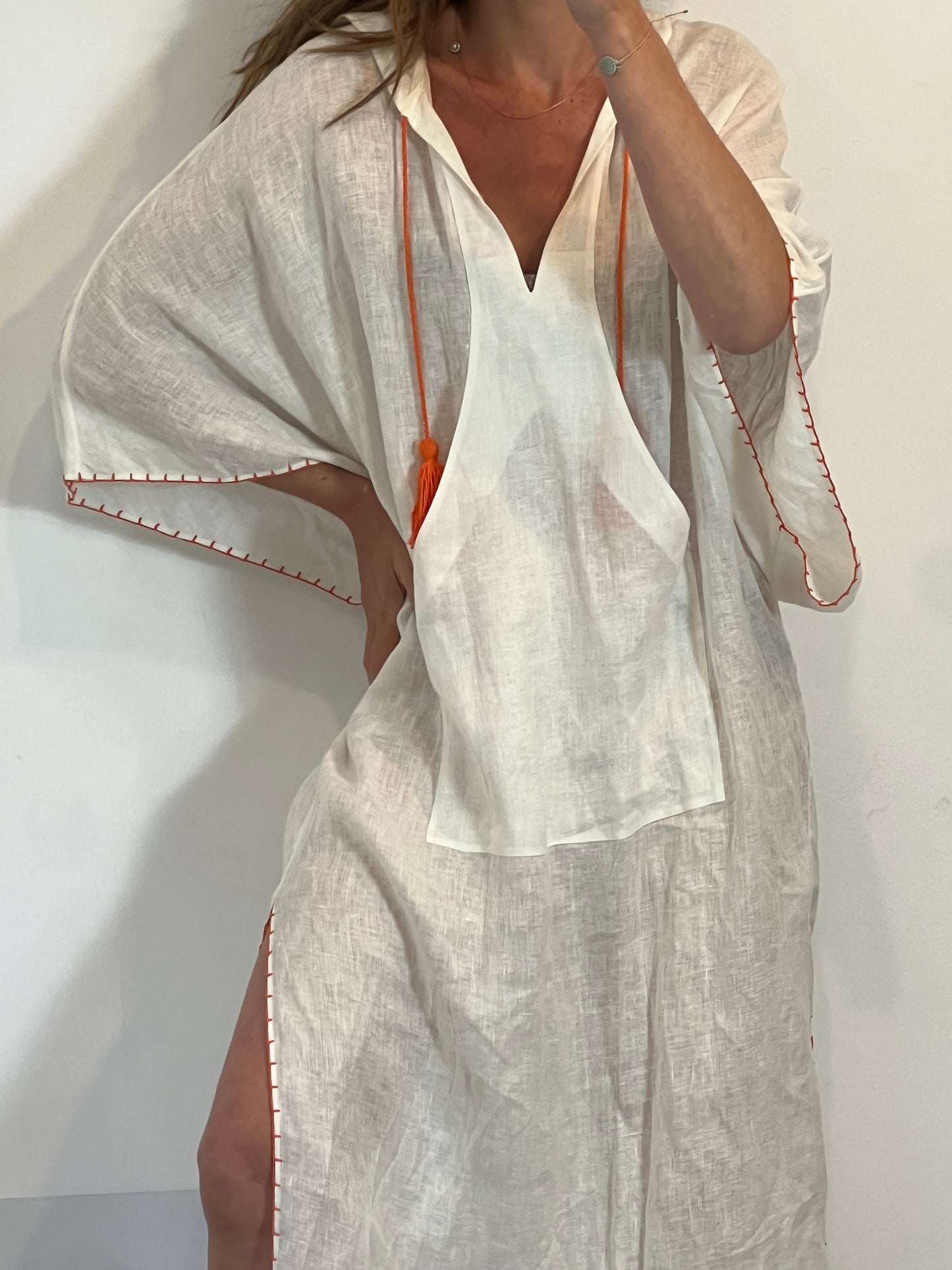 TORY BURCH. Vestido blanco lino T.m