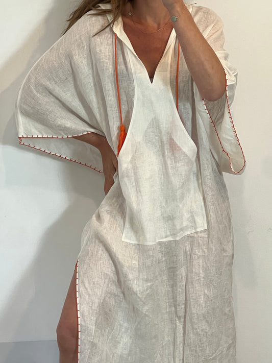 TORY BURCH. Vestido blanco lino T.m