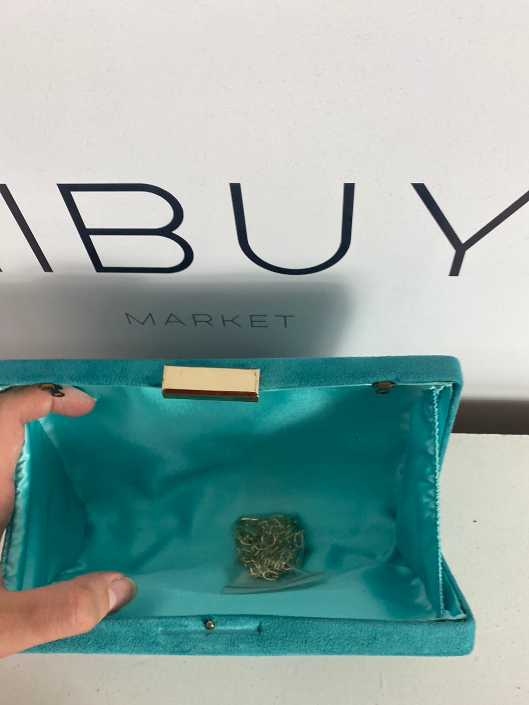 OTRAS. Bolso fiesta turquesa antelina