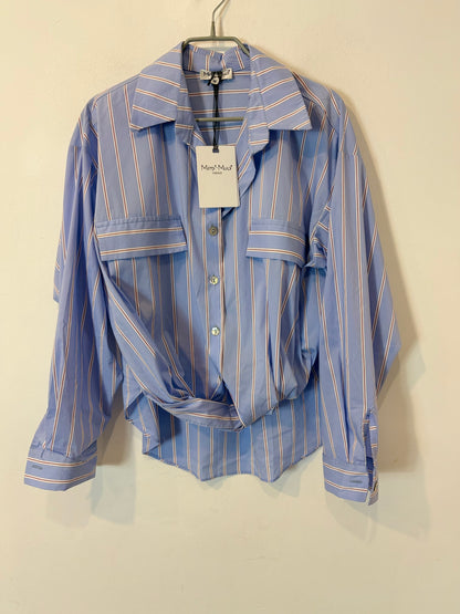 Camisa azul rayas anudada
