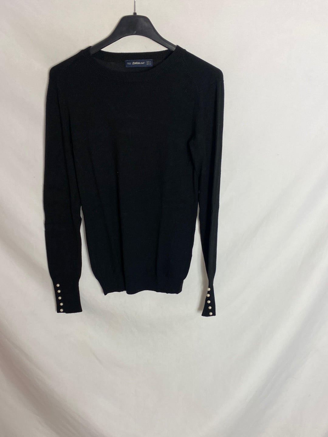 ZARA. Jersey negro perlas  T.s