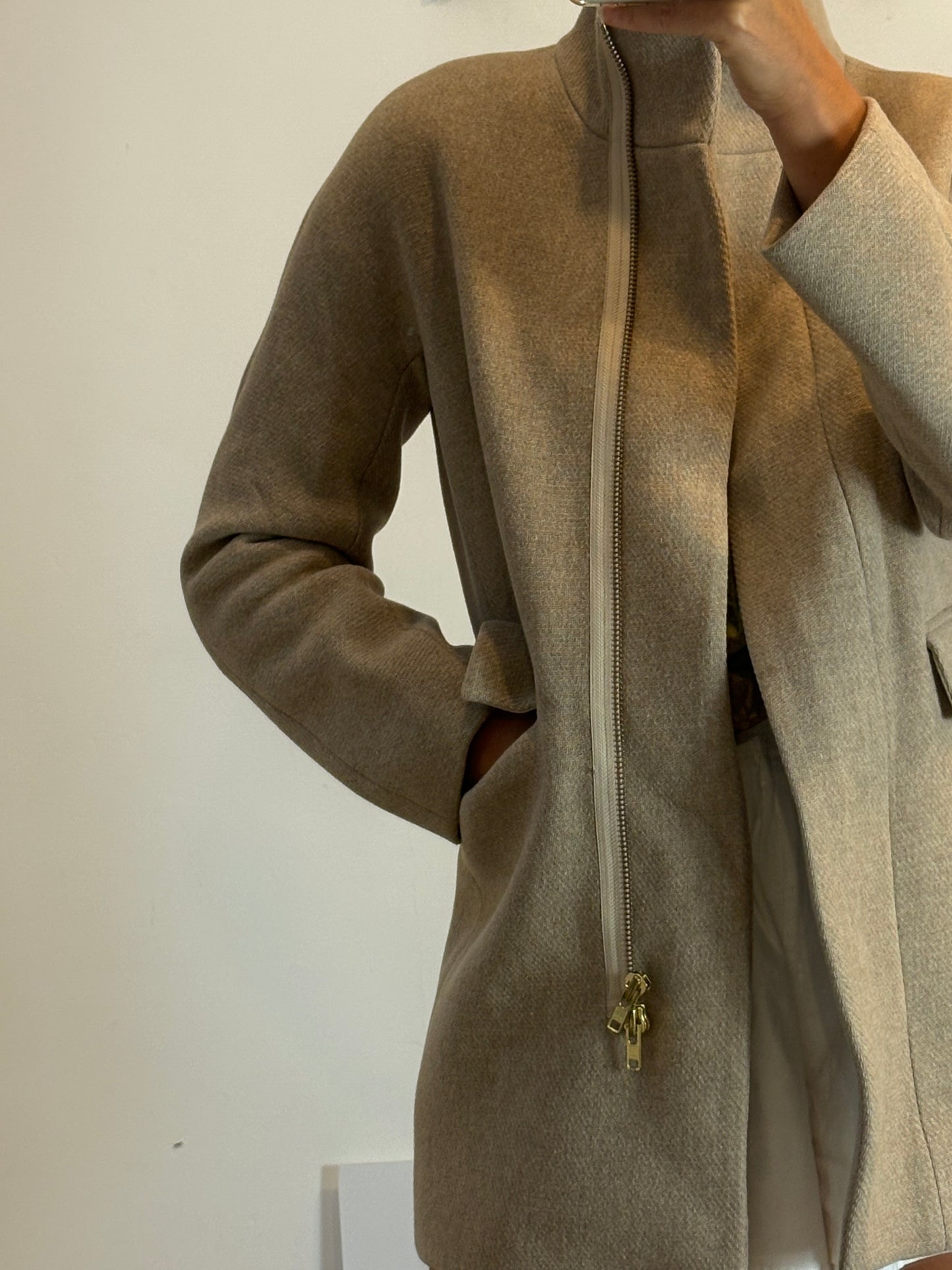 J CREW. Abrigo beige lana. T S