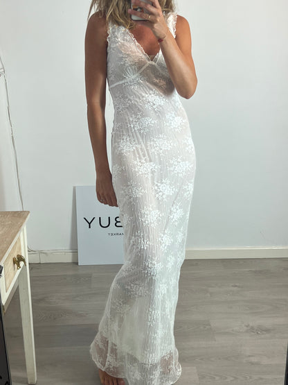 NAME THE BRAND. Vestido blanco encaje T.s
