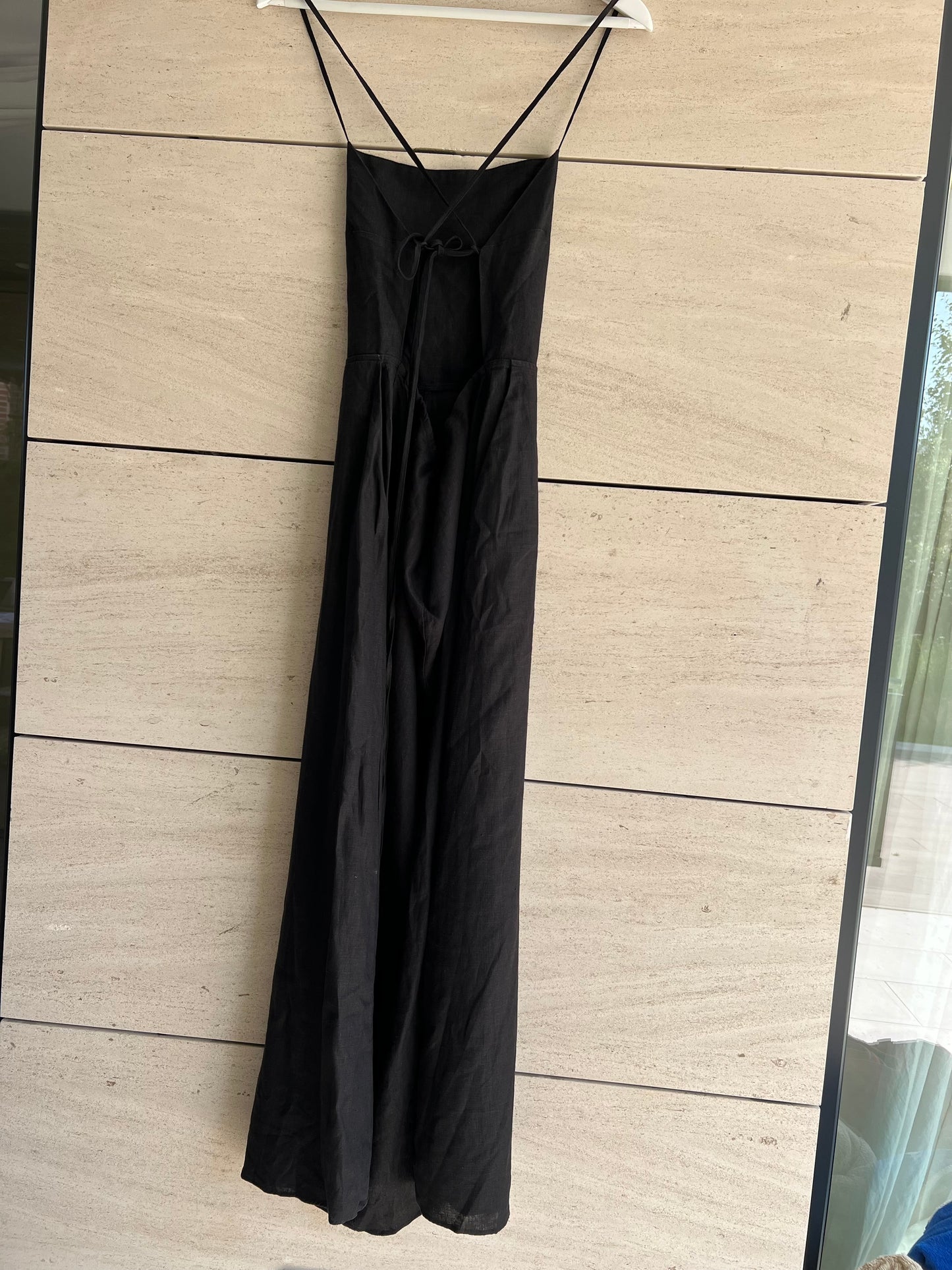 ZARA. vestido lino negro  T.s