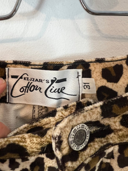 COTTON LINE. Textured animal print trousers. Size 31 (38)