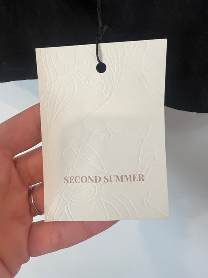 SECOND SUMMER. Black Linen Croptop T.xs