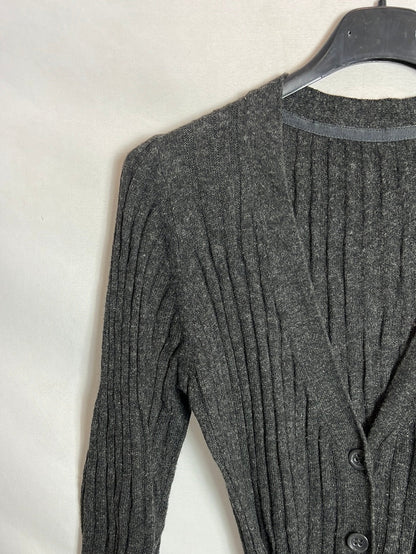 OTHER. Gray ribbed cardigan with belt. Ts/m