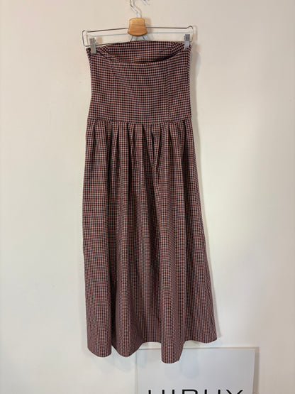 ZARA. Vestido largo cuadros palabra de honor