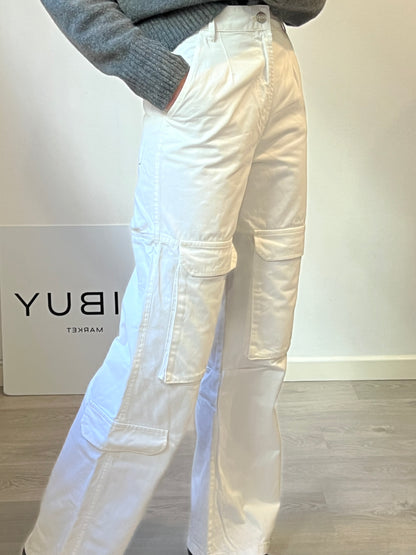 ZARA. Denim blanco pata ancha bolsillos. T 34