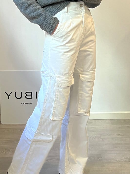 ZARA. Denim blanco pata ancha bolsillos. T 34