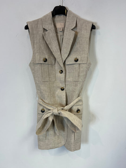 H&M. Chaleco lino bolsillos. T XS