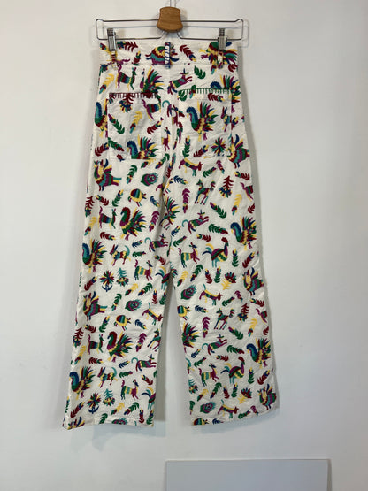 MICHONET. Pantalón blanco bordado T.s