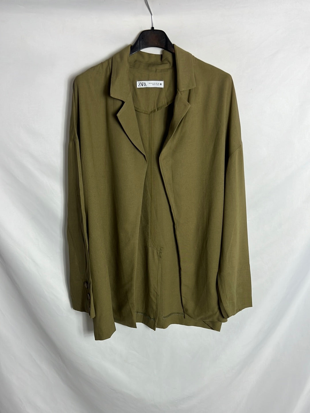 ZARA. T.xs oversized green fluid blazer