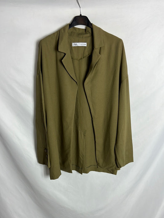 ZARA. T.xs oversized green fluid blazer