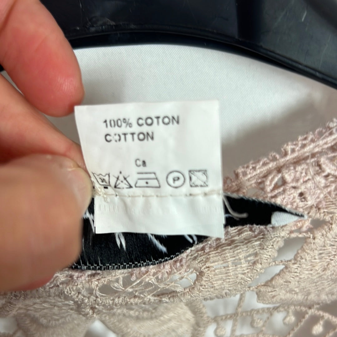 JEFF GALLANO. Top rosa palo encaje. T S