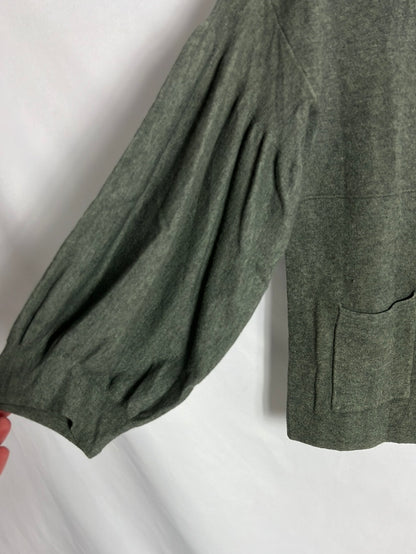 OTRAS. Chaqueta punto verde manga farol. T S/M