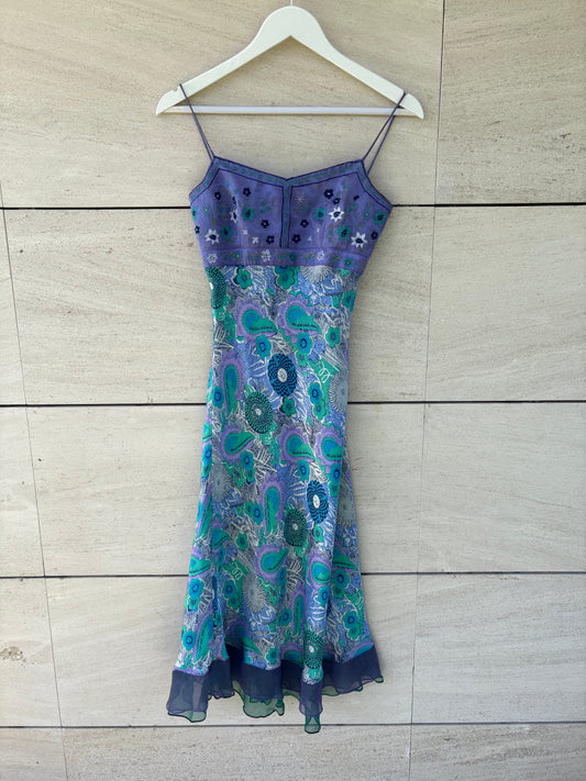 ADOLFO DOMINGUEZ. Vestido midi seda estampado