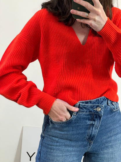 MASSIMO DUTTI. Jersey rojo con lana