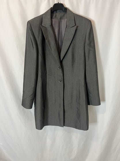 FÓRMULA JOVEN. Chaqueta larga gris textura. T 40( M)