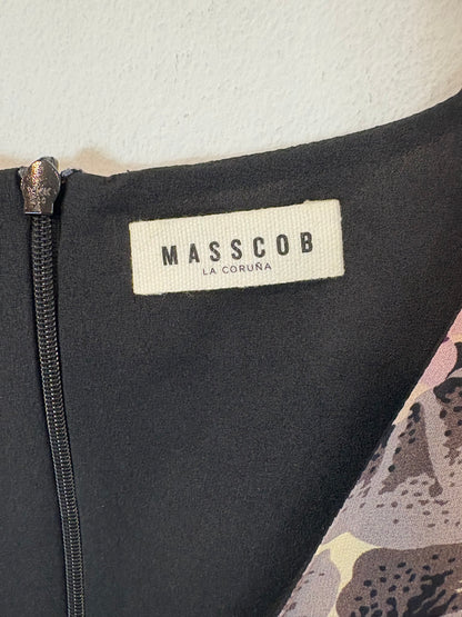 MASSCOB. Printed silk midi dress. Size XS