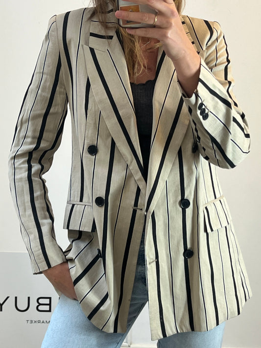 ZARA. Chaqueta color tostado rayas. T M