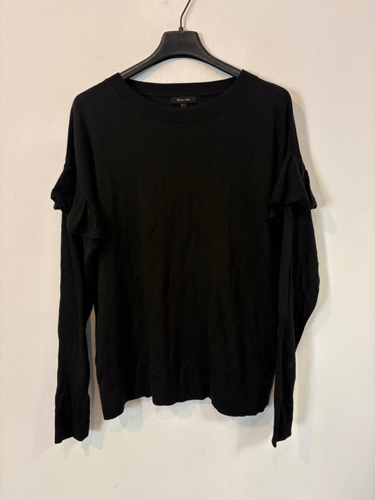 MASSIMO DUTTI. Jersey fino negro manga volante