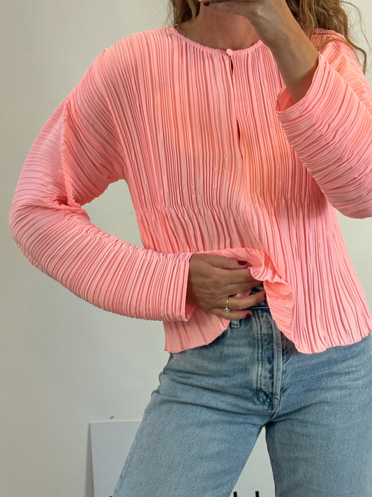 FORTE FORTE. Blusa fluida plisada flúor