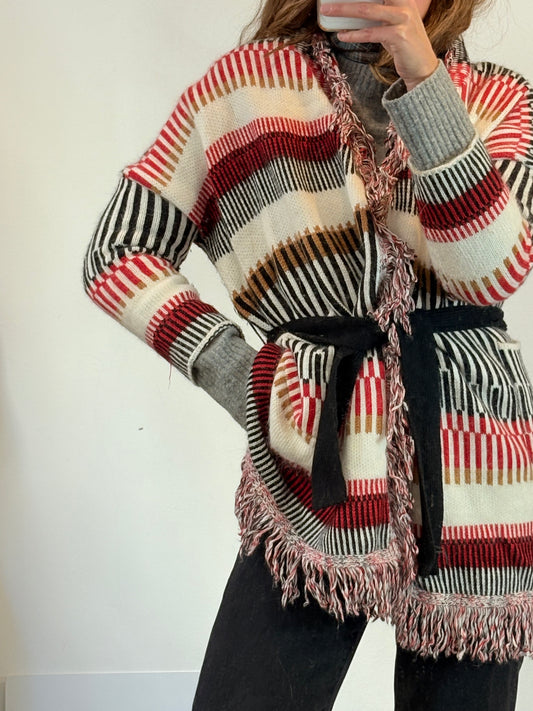 MAJE. Cárdigan con lana flecos