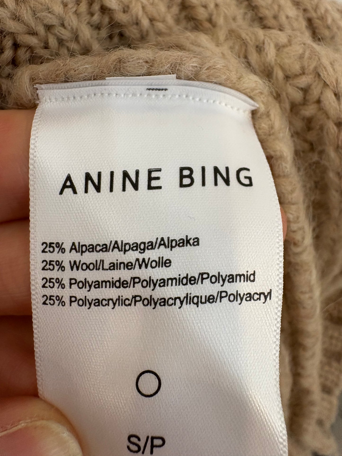 ANINE BING. Jersey beige alpaca
