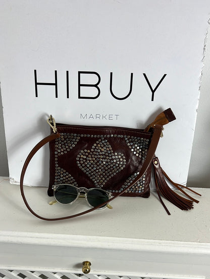 OTHERS. Brown leather bag with studs