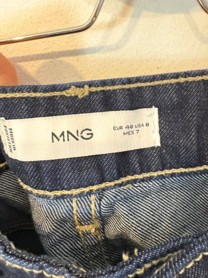 MANGO. Denim pata ancha costuras