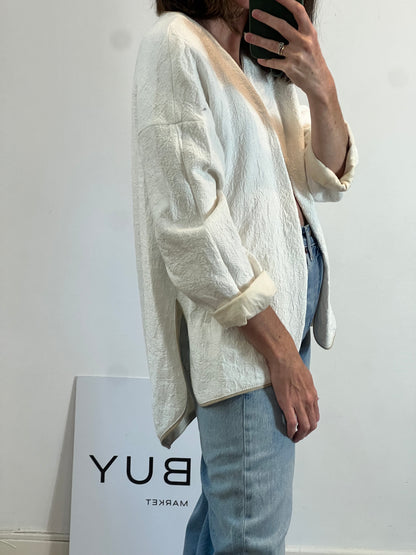 ZARA. White textured Ts jacket