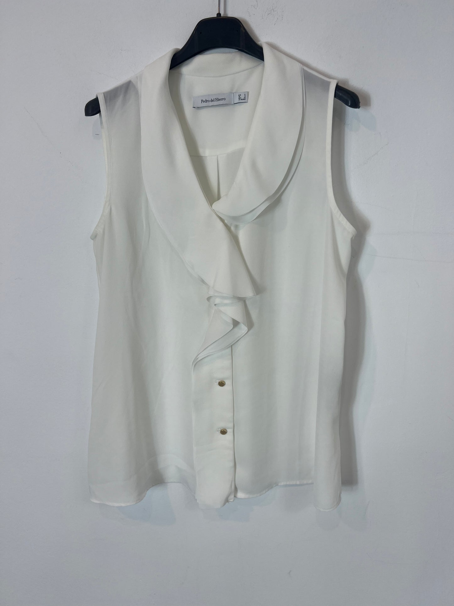 PEDRO DEL HIERRO. Flowy sleeveless blouse with ruffles. TS