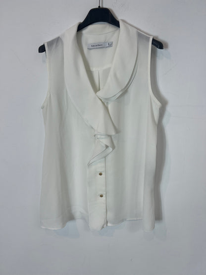 PEDRO DEL HIERRO. Flowy sleeveless blouse with ruffles. TS