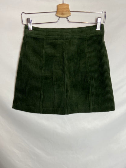 ZARA. Falda verde pana T.XS