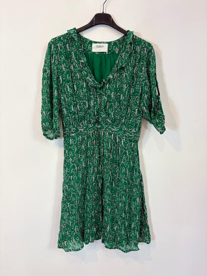 BA&SH. Vestido croto verde estampado
