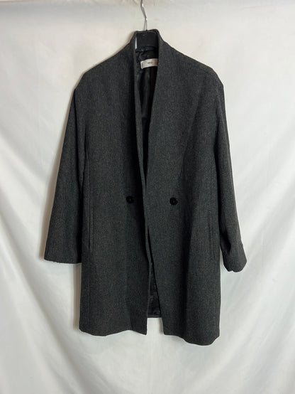 MANGO. Abrigo gris jaspeado T.xs