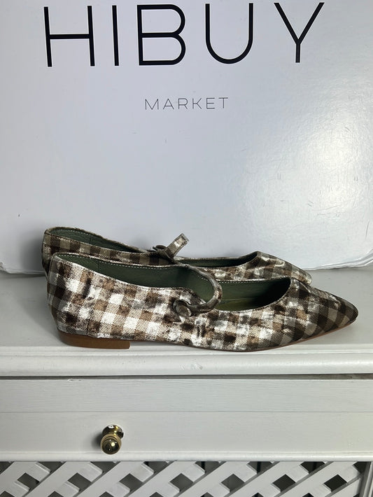 GANZITOS. Checkered velvet ballerinas. Size 37