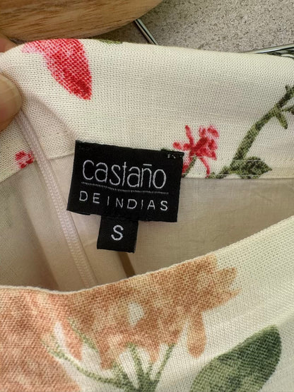 CASTAÑO DE INDIAS. Conjunto top y falda palmitos
