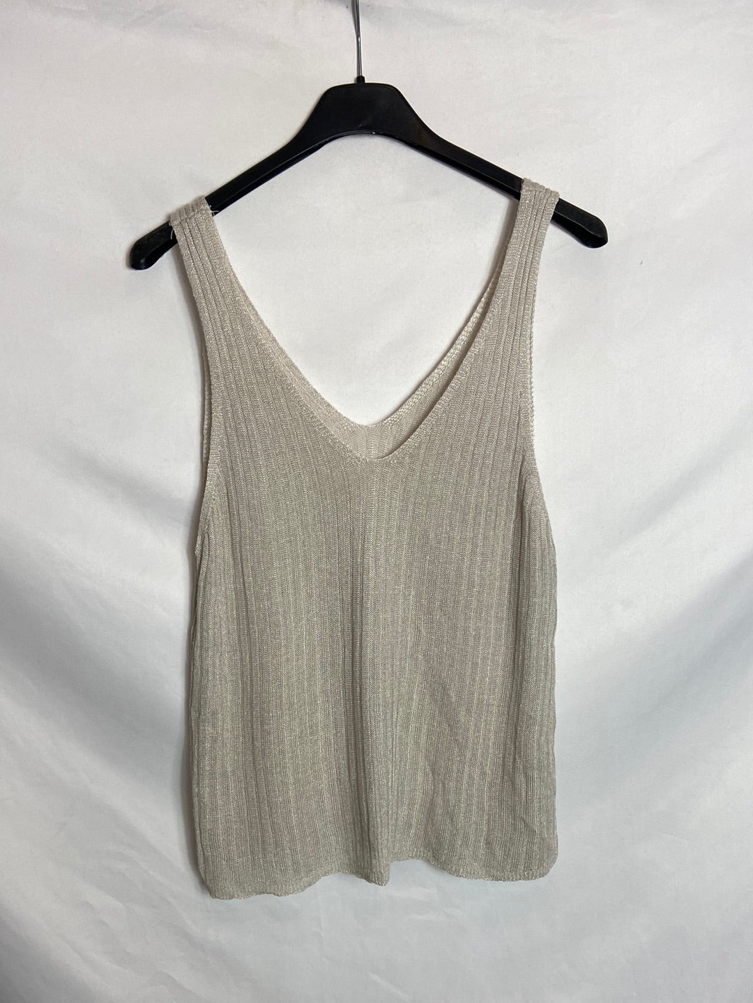 OTRAS. Top color champagne canalé TU (S)