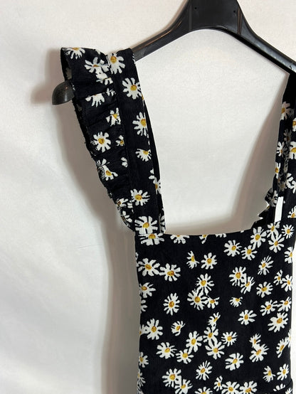 OTRAS. Mono negro micro pana y margaritas. T M